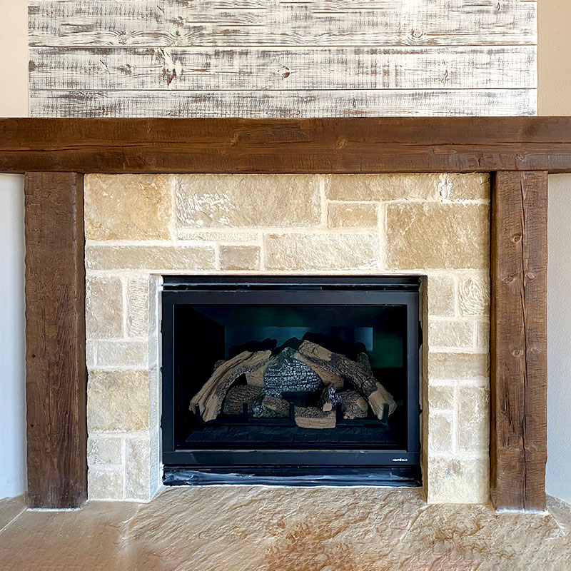 Custom Distressed Wood Mantel for Fireplace